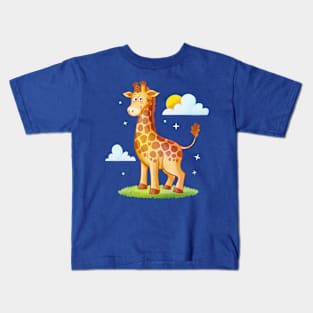 Hand Drawn Cartoon Giraffe Kids T-Shirt